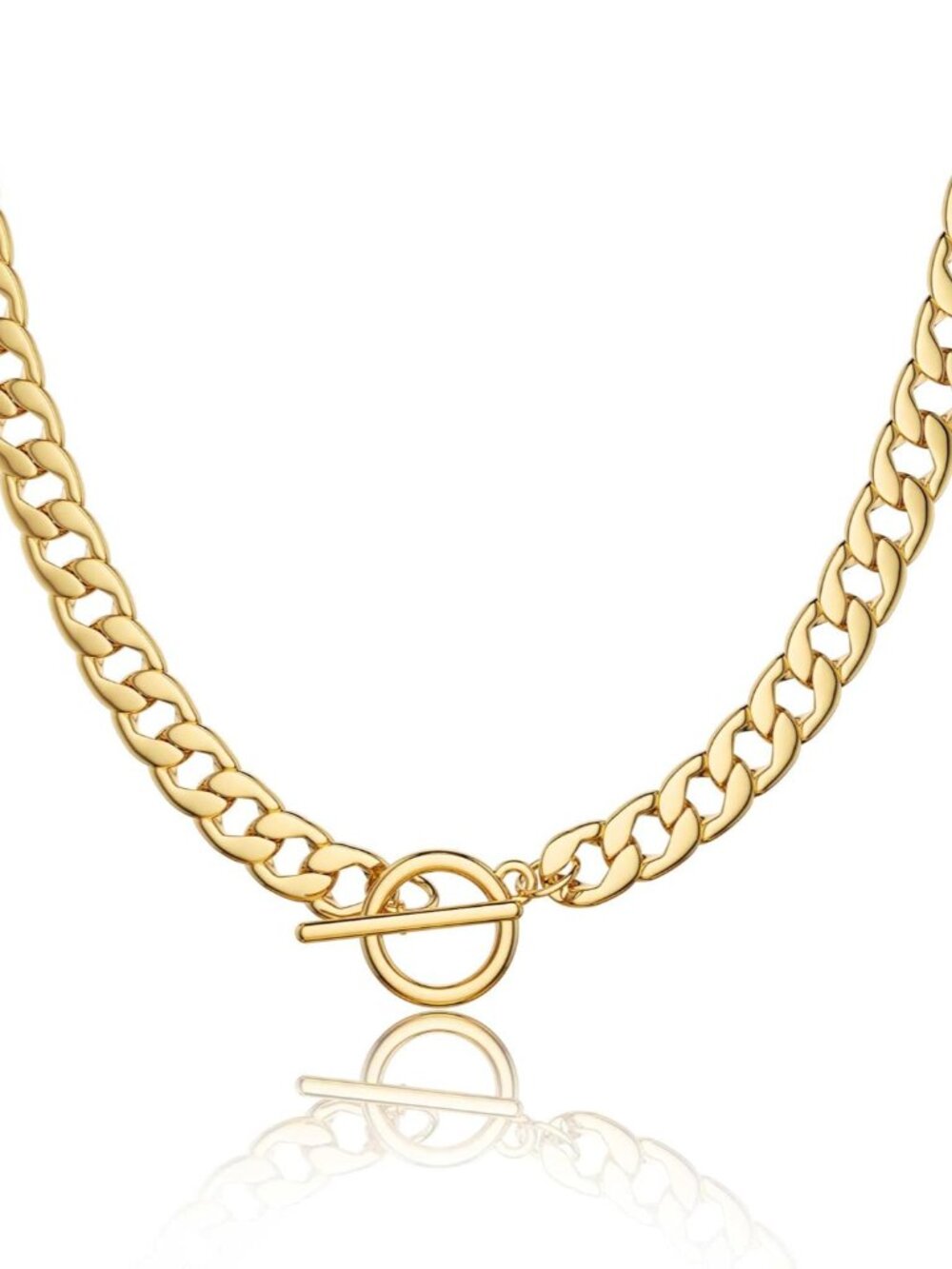 14K Gold Plated Chunky Necklace for Women, Trendy Paperclip Chain Necklace Thick